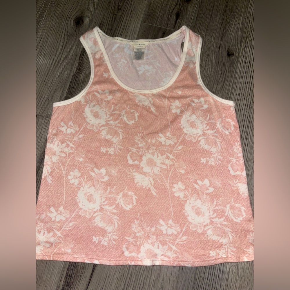 Lucky Brand Knit Tank Top Womens Size Medium- Pink Floral Print Soft‎
